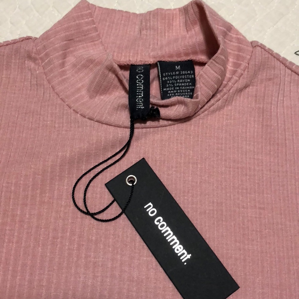 Pink No Comment Ribbed Mock Turtleneck - Picture 2 of 3